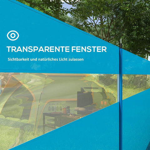 Rootz Windbreak with Viewing Window - Outdoor Wind Shield - Beach Windbreaker - Protects Against Wind, Sun, and Sand - 725cm x 140cm - Polyester and Steel