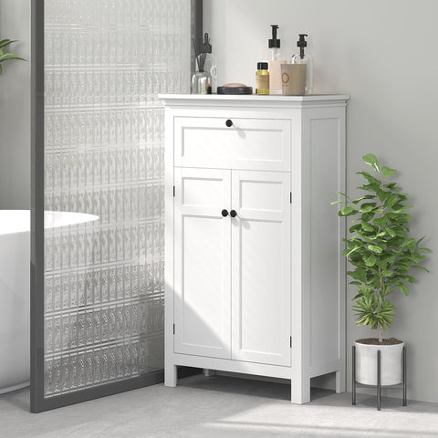 Rootz Bathroom Cabinet with Drawer - Free-standing Storage - Adjustable Shelves - Organize with Style - 60 W x 30 D x 102.5 H cm