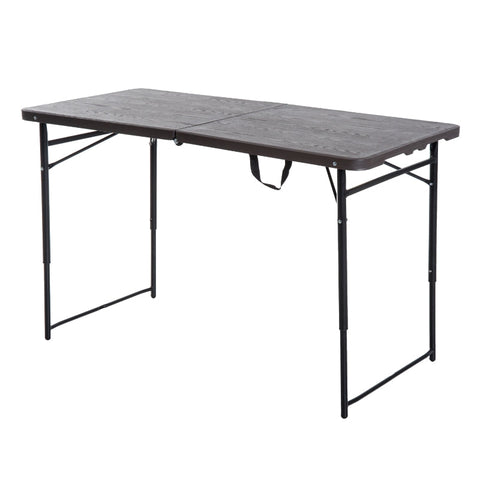 Rootz Folding Table - Foldable Camping Table - Picnic Table - Durable & Weather-Resistant - Height Adjustable - Lightweight & Portable - 122cm x 61cm x 53/71.5cm