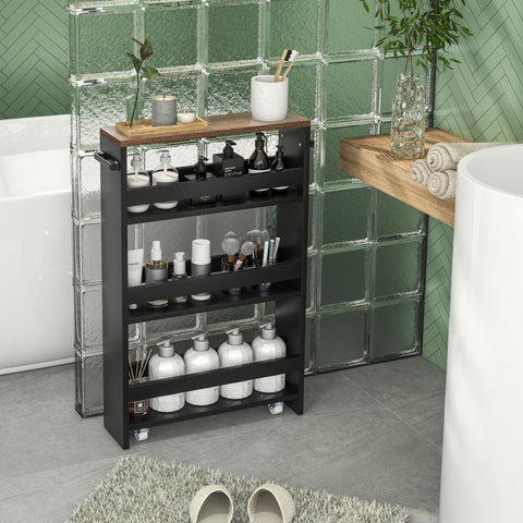 Rootz 3 Shelf Rolling Trolley - Mobile Cart - Storage Unit - Effortless Mobility - 51.5b x 13t x 80H cm