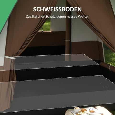 Rootz Camping Tent for 7-8 Persons - Family Tent - Group Tent - Weather Protection - Optimal Ventilation - 490cm x 305cm x 225cm - Green