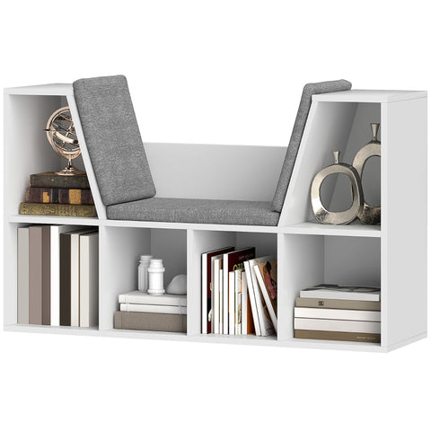 Rootz Bookcase - Bookshelf - Storage Unit - Organize Books - 105W x 30D x 63H cm - Six Compartments - Comfortable Seat Cushions