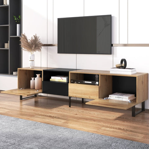 Rootz Modern TV Stand - Entertainment Unit - Media Console - Durable & Spacious - 190L x 38W x 48H cm