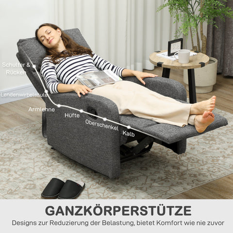 Rootz Relaxation Armchair - Adjustable Lying Chair - Modern Living Room Armchair - High-Density Foam Comfort - Grey - 63x98cm