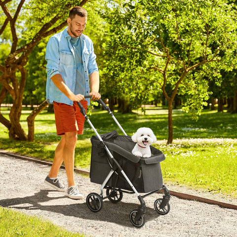 Rootz Dog Car Buggy - Pet Transport Stroller - Foldable Pet Carrier - Lightweight Design - 80cm x 48.5cm x 106cm