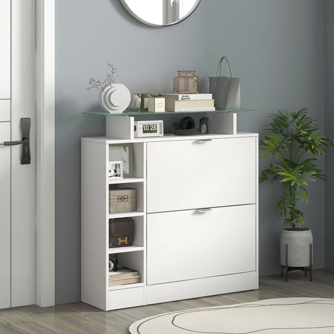 Rootz Shoe Cabinet with 2 Tiltable Drawers - Shoe Storage - Footwear Organizer - Customizable Shelves - 89 x 25 x 92 cm