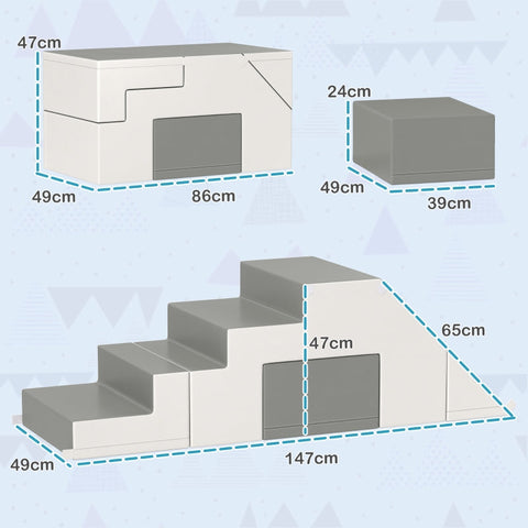 Rootz Soft Building Block Set - Children's Playset - Foam Blocks - Motor Development - Artificial Leather - 86cm x 49cm x 47cm