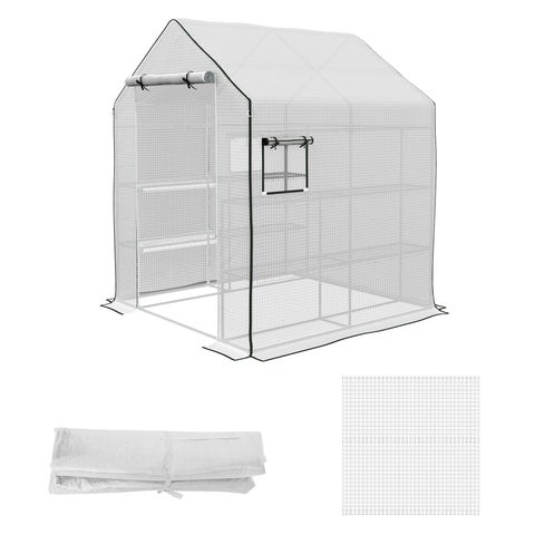 Rootz Greenhouse Film Replacement - Waterproof Tarpaulin - UV-Resistant Cover - Easy Access - 140 x 143 x 190cm White
