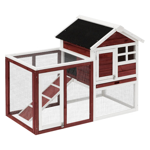 Rootz Rabbit Hutch Multi-Equipped - Animal Shelter - Bunny Cage - Waterproof Roof - 122cm x 63cm x 92cm