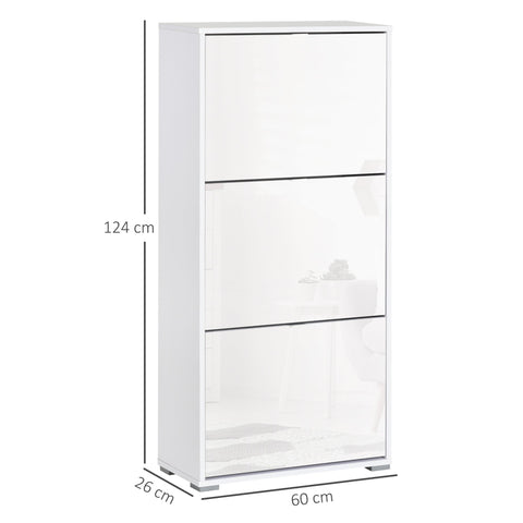 Rootz Shoe Cabinet - Footwear Organizer - Storage Unit - Space-Saving - 3 Foldable Doors - 60b x 26t x 124h cm