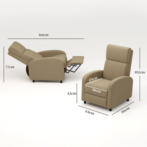 Rootz Lying Chair Relax Chair - Lounge Chair - Ergonomic Comfort - Integrated Footrest - 64l x 86b x 102h cm (Seating) / 64l x 161b x 77h cm (Lying)