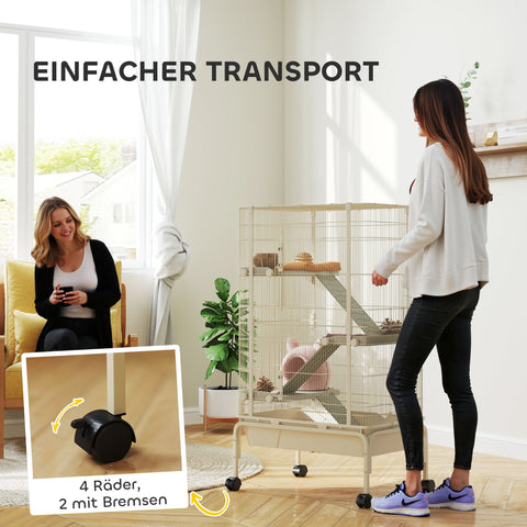 Rootz Small Animal Cage - Pet Enclosure - 4 Level Habitat - Ample Climbing Space - 88 x 48 x 150.5 cm - Brown