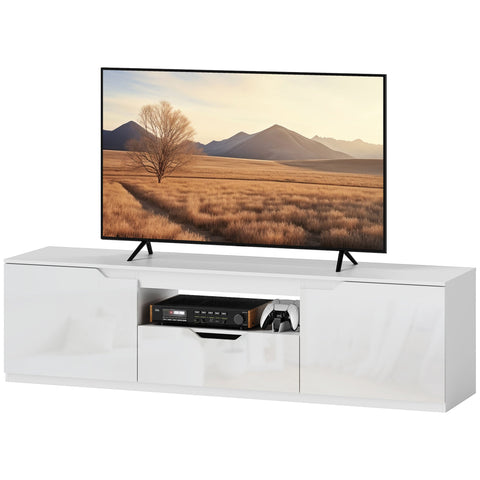Rootz TV Lowboard - Media Console - Television Stand - High Gloss Finish - Fits TVs up to 65" - 160 x 38 x 43 cm