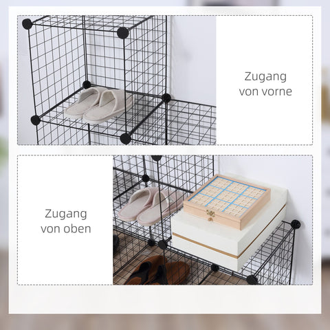 Rootz Metal Cube Shelf - Dice Cabinet - Modular Storage - Flexible Design - 109L x 37B x 109H cm - Black