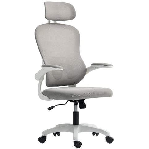 Rootz Ergonomic Office Chair - Mesh Swivel Chair - Height-Adjustable Desk Chair - Complete Body Support - 64cm x 62cm x 107-115cm, Grey+White
