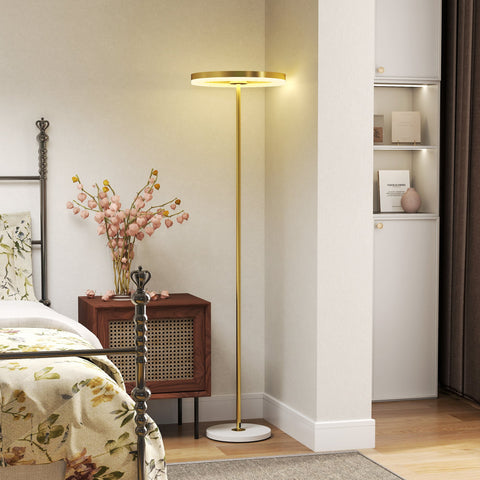 Rootz Floor Lamp - Standing Light - Adjustable Lighting - Dimmable Foot Switch - Metal & Acrylic - 4000K - Gold - 40L x 157.5H cm