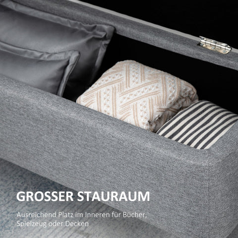 Rootz Upholstered Bench with Storage - Bed Bench - Linen-Like Fabric - Stylish Accent - 101cm x 38.5cm x 44.5cm