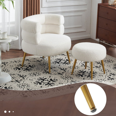 Rootz White Recliner Chair & Footstool Set - Armchair - Lounge Chair - Optimal Comfort - 69cm Seat Width x 69cm x 67cm x 73cm