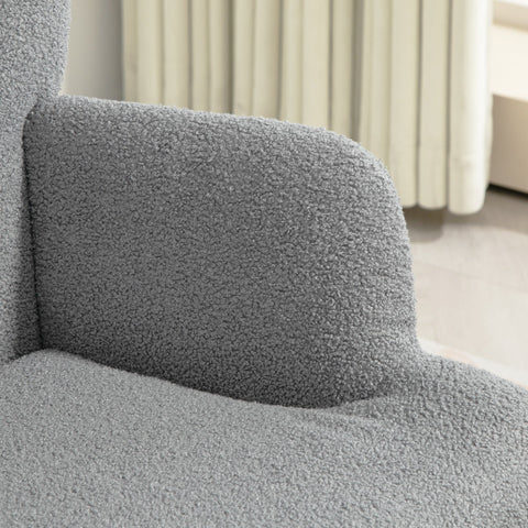 Rootz Lounge Relaxation Armchair Set - Foot Stools - Grey Bouclé Fabric - Great Comfort - 73x68x111cm Armchair, 52x38x40cm Stool