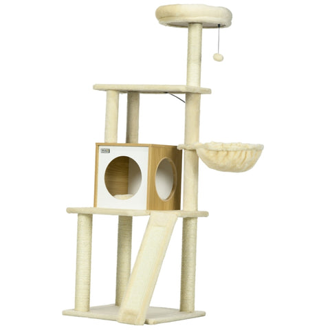 Rootz Cat Tree Scratching Post - Cat Cave - Multi-Level Cat Tower - Ultimate Comfort - Sisal Rope - 48.5cm x 48.5cm x 141.5cm
