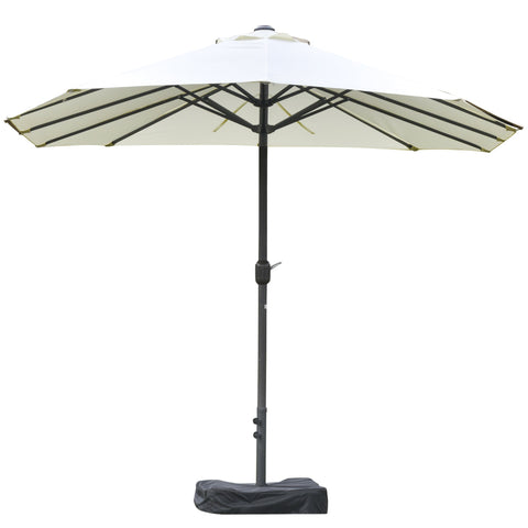 Rootz XXL Garden Umbrella - Large Parasol - Patio Shade - Crank Opening - 4.6m x 2.7m x 2.4m - Weight Bags & Base Included