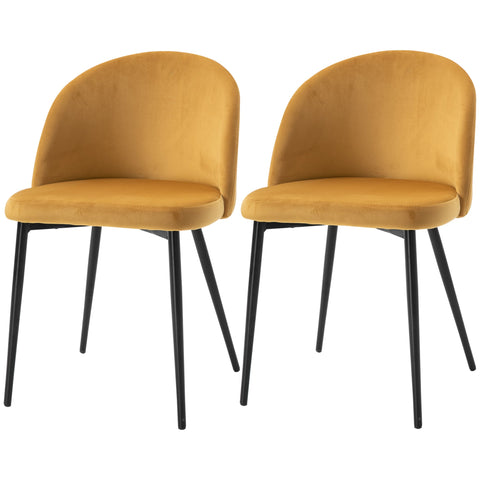 Rootz Set of 2 Dining Chairs - Upholstered Velor - Scandinavian Kitchen Chairs - Optimal Comfort - 49cm x 50cm x 77cm
