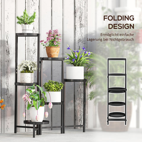 Rootz Flower Pot Stand - Plant Stand - Corner Plant Rack - Adjustable Levels - Rust Resistant Metal - 60l x 40b x 80H cm