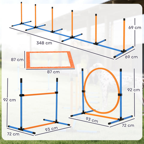 Rootz 7-Part Agility Equipment Set for Dogs - Training Course - Fitness Games - Transport Bag - Jump Hurdles 93cm x 72cm x 92cm