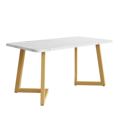Rootz Dining Table - Elegant Marble Look - Versatile Table - MDF Top & Golden Legs - Luxurious Style - 117cm x 68cm x 75cm