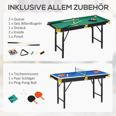 Rootz 2-in-1 Pool Table and Table Tennis Table - Billiards Table - Ping Pong Table - Effortless Switching - Stylish Design - Height Adjustable - 140cm x 63cm x 60-80cm - MDF, Steel, Plastic