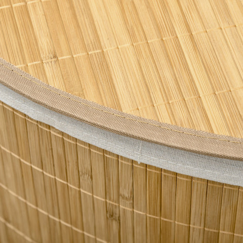 Rootz Bamboo Corner Laundry Basket - Hamper - Clothes Organizer - 55L Capacity - 38x38x57cm Brown & White