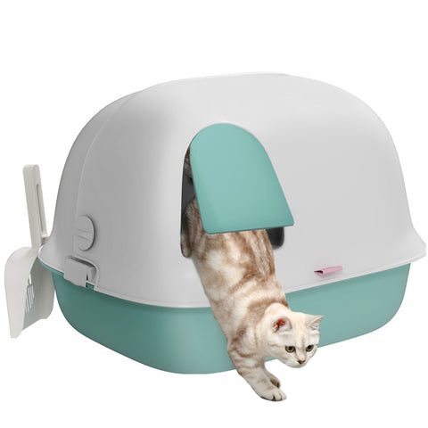 Rootz Cat Litter Box with Lid - Kitty Litter Box - Feline Relief System - Odor Control - 58cm x 46cm x 39cm