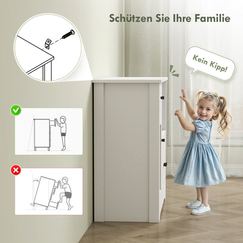 Rootz Kitchen Cabinet - Storage Sideboard - White Chipboard - Cable Hole - 80 x 35 x 72.2 cm - Adjustable Shelves - Clutter Reduction