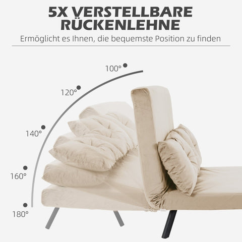 Rootz 2-Seater Velvet Sofa Bed - Convertible Couch - Sleeper Sofa - Adjustable Backrest - Plush Padding - 102cm x 73cm x 81cm (Sofa) / 183cm x 98.5cm x 26cm (Bed)