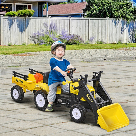 Rootz Children's Wheel Loader - Pedal Tractor - Kids Excavator - Realistic Design - Age 3+ - Easy Operation - L167 x W41 x H52cm - Metal & Plastic