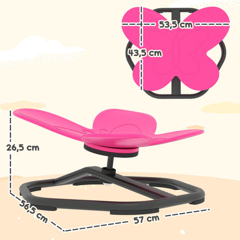 Rootz Children's Sensory Swivel Chair – Butterfly Seat – Kids Spinning Stool – Promotes Balance – 57x56.5x26.5cm – Pink – Durable, Safe, Easy Clean
