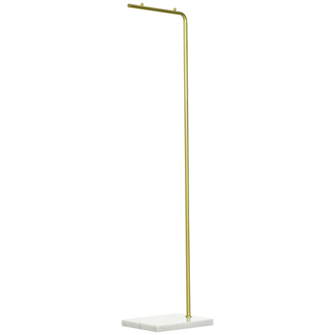 Rootz Wardrobe Stand Clothes Rack - Clothes Organizer - Metal Frame Coat Rack - Marble Base Stability - 35cm x 25cm x 152cm Gold & White