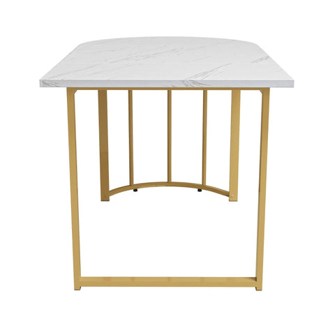 Rootz Modern Dining Table - Marbled Finish - Metal Legs - Durable & Stable - 138.5cm x 80cm x 75cm