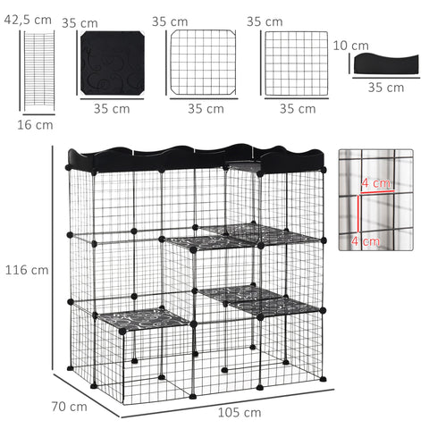 Rootz Modular Small Pet Cage - Zoo Enclosure - Rabbit Hutch - Safe Play Space - 105 x 70 x 116 cm