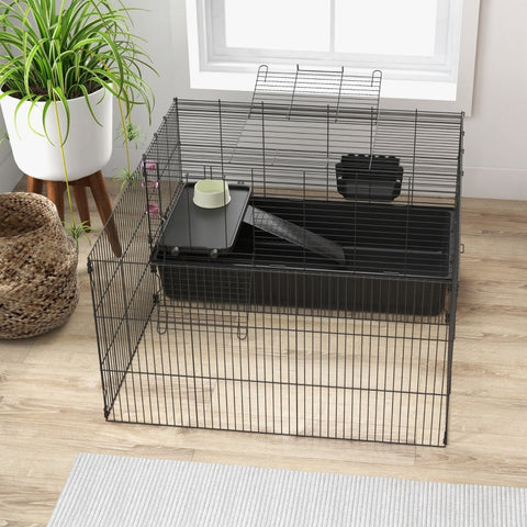 Rootz Small Animal Cage - Guinea Pig Habitat - Pet Enclosure - Adaptable Design - Complete Accessories - Easy Access - 112.5cm x 99cm x 54cm - Sturdy Steel Construction