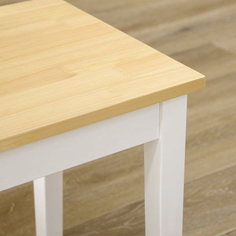 Rootz Wooden 2-Seater Bench - Solid Wood - Lacquered Bench - Natural + White - Sturdy Pine Wood - Minimalist Design - Easy to Care For - 36D x 102W x 45H cm