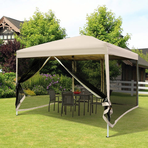 Rootz Folding Pavilion Gazebo - Outdoor Canopy - Pop-Up Tent - UV-Resistant - Water-Repellent - Mosquito Net Panels - 2.97m x 2.97m x 2.55m - Steel Frame