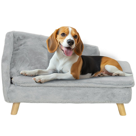 Rootz Dog Sofa - Pet Couch - Canine Seat - Soft Plush Comfort - 70 x 42.5 x 38.5cm Grey