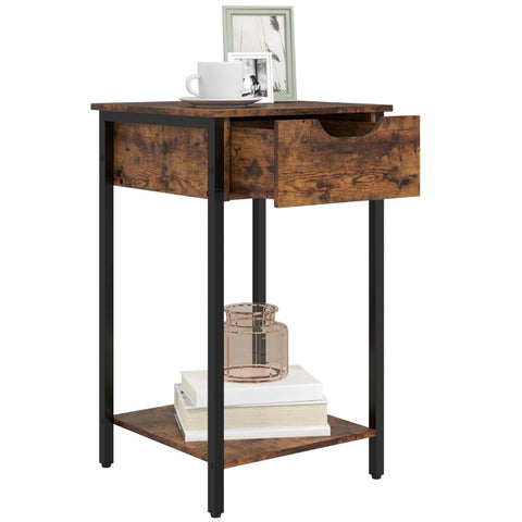 Rootz Side Table - Bedside Table - Plant Stand - Industrial Charm - 40L x 40W x 68H cm