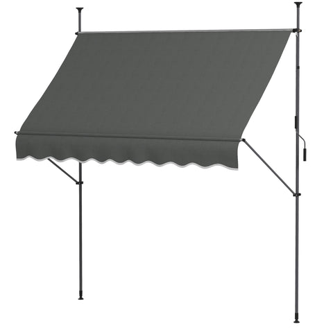 Rootz Freestanding Manual Extendable Awning - Outdoor Sunshade - Retractable Blind - UV Protection - 2.5m x 1.2m x 2.1-3m