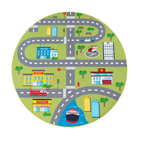 Kids Play Rug – City Streets Design – Soft & Durable – Easy Clean Playmat
