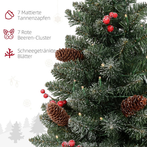 Rootz Artificial White Christmas Tree - Snow Covered Tree - Pre-lit Tree - Flame-retardant Plastic - 60cm x 35cm - 50 LED Lights