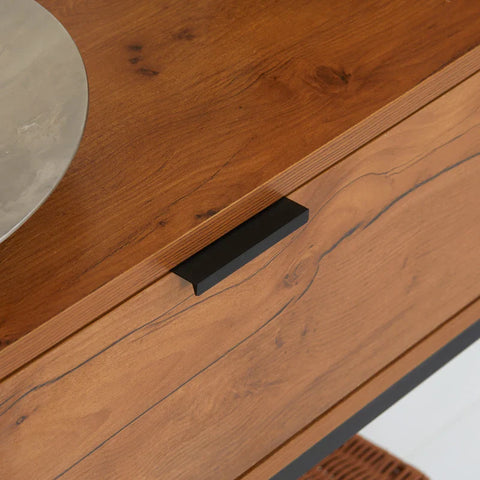 Rootz Consoletafel - Bijzettafel - Dressoir - 1 Lade - Industrieel Design - Bruin + Zwart - 80L x 30W x 76H cm