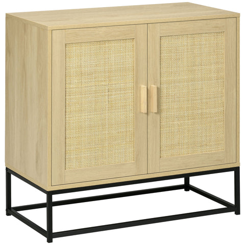 Rootz Bohemian Style Sideboard - Rattan Cabinet - Woven Storage - Adjustable Shelf - 80cm x 40cm x 80cm Natural