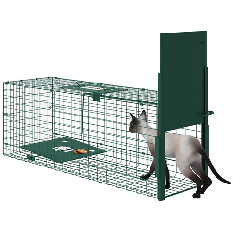 Rootz Animal Catch Cage - Pest Control Trap - Humane Capture - Safe for Pets & Kids - 80L x 25B x 30H cm - Dark Green